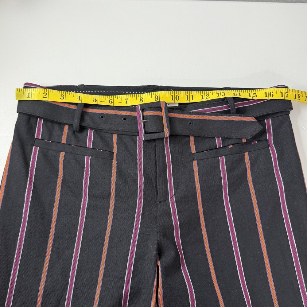 Derek Lam 10 Crosby Pants Womens 8 Navy Blue Striped Belted Twill Tapered Ankle - Picture 11 of 15